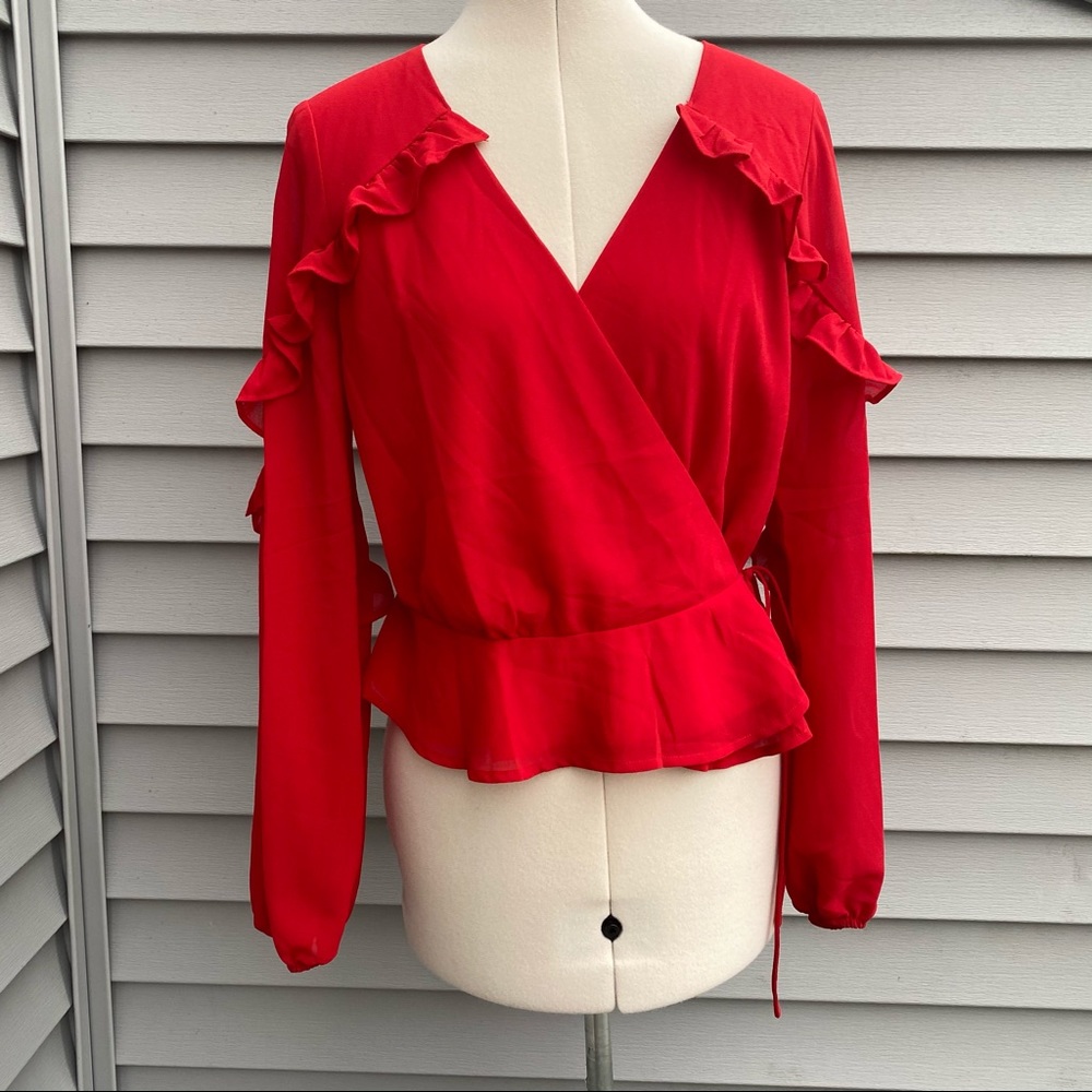 Francesca’s Red Wrap Top